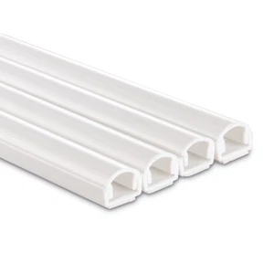 Kabelkanal, 4 Stück, selbstklebend, halbrund, 100 x 1,1 x 1 cm, PVC, Weiß - Afbeelding 1 van 4