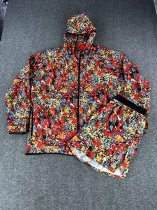 Nike Running Set Mens XL and 2XL Red Floral Reflective Lightweight Windrunner - Picture 1 of 17