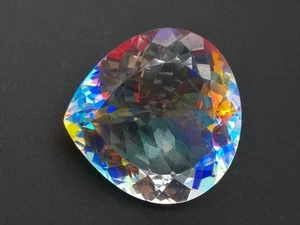 67.25 Ct Lab-Created EGL Certified Mystic Aura Quartz Pear Cut Loose Gemstone - Picture 1 of 6