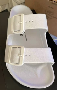 Hush Puppies Lorna Womens Sandals Mule Slip On Buckle White Size 6 New - Picture 1 of 1