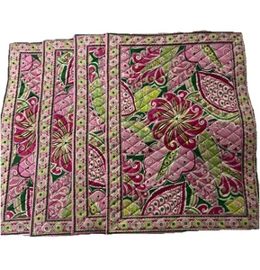 Vera Bradley Rosa Grün Blumen Paisley Gesteppt Tisch Tischset Gedecke Set 4 - Bild 1 von 8