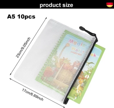 MARKE DGN 10er Pack Dokumententasche mit Reißverschluss,A5 Dokumententaschen