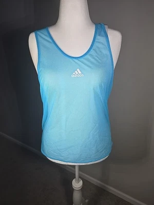 Adidas Women's Workout Tank Top Racerback Gym Running Mesh size Medium, blue - Image 1 of 4