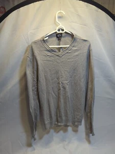 Oak & Edison Sweater Mens XL Gray Saxxon Wool Vneck Pull Over Preppy - Picture 1 of 5