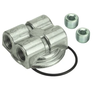 Derale Engine Oil Spin-On Adaptor Ports Left/Right 3/4"-16 1/2" Npt Ports 15746 - Picture 1 of 3