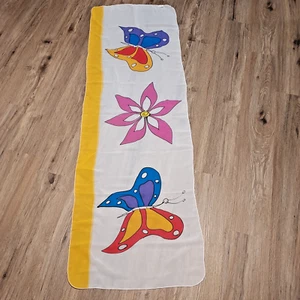 Sciarpa donna rettangolare Gaia Do Sol fiore farfalla 54" x 18" poliestere Brasile - Foto 1 di 3