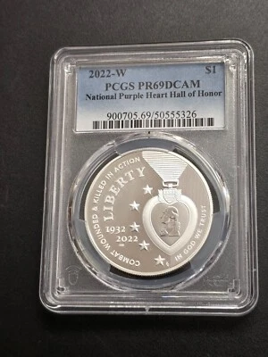 2022-W $1 National Purple Heart Hall of Honor PCGS PR69DCAM - Image 1 of 3