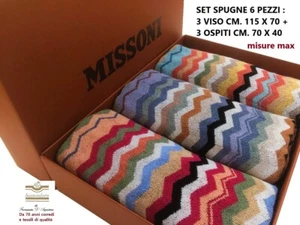MISSONI set spugne 6 pezzi , 3 teli cm. 115 x70 + 3 teli cm. 70 x 40  mis. max - Picture 1 of 11