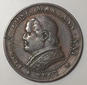 "216A" 1868R VATICAN CITY one SOLDI Coin Copper KM#1372.2 XF KM1372.2 - Picture 1 of 4