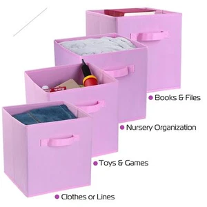 4PCS 10x10x11" Fabric Storage Bins Box Organizer Cube Basket Container Folderble - Picture 1 of 41