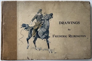 Antico libro rilegato "Disegni di Frederic Remington" 1897- 18"x12" - Foto 1 di 7