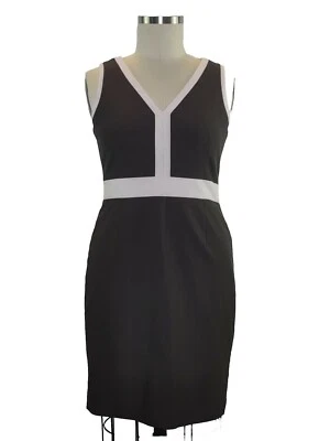 Worth New York Brown Pink Accent V Neck Sleeveless Sheath Dress 16 - Image 1 of 4