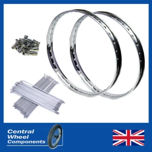 Juego de llantas y radios delanteros y traseros de acero inoxidable 19 WM1 BSA Bantam D1 y D3 incluidos - Imagen 1 de 6