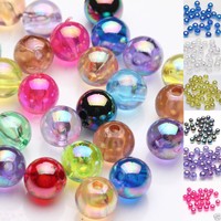 50/100Pc Craft Acrylic Plated AB Round Loose Spacer Beads Jewelry Making DIY 8MM