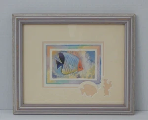 Estampado enmarcado de peces tropicales con estera de corte detallado ~ 9 1/2 x 11 1/2 - Imagen 1 de 7