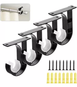 8-Pcs Curtain Pole Rod Brackets Window Holder Aluminum Alloy Heavy Duty Hardware - Picture 1 of 7