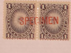 Peru Scott #104 connected pair overprint "SPECIMEN" MOGLH Only 100 copies exist - Picture 1 of 2