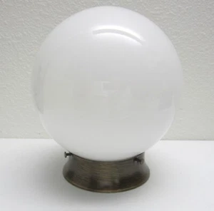 Vintage Ceiling Fixture w/ Round 8" White Glass Globe Ball Shade, RE-WIRED (MCM) - Picture 1 of 6