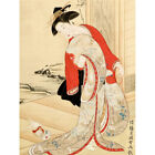 Settei Beautiful Woman Playing With Cat Painting Canvas Wall Art Print Poster