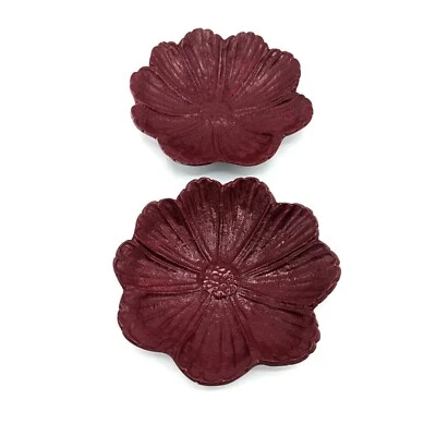Винтажный художественные акценты Индии твердого алюминия вручную цветочные чаши набор из 2 - Изображение 1 из 4