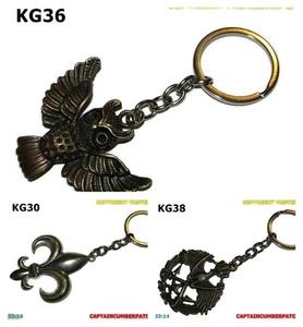 steampunk keyring gothic fleur de lis owl bird military wreath #KG30/36/38 - Picture 1 of 16