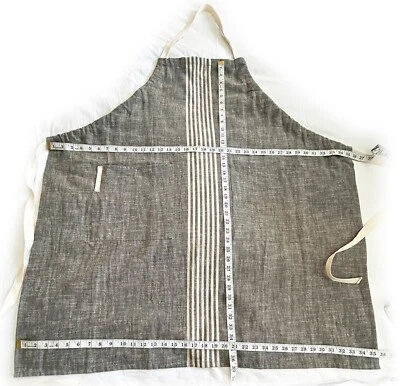 IKEA MARIATHERES Delantal Unisex Gris Rayas Naturales Algodón Mezcla Lino 35x36 Nuevo sin Etiquetas Foto 1 de 4