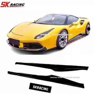 Se adapta a Ferrari 488 2 piezas nuevo estilo negro brillante faldas laterales falda lateral cubierta para labios - Imagen 1 de 9