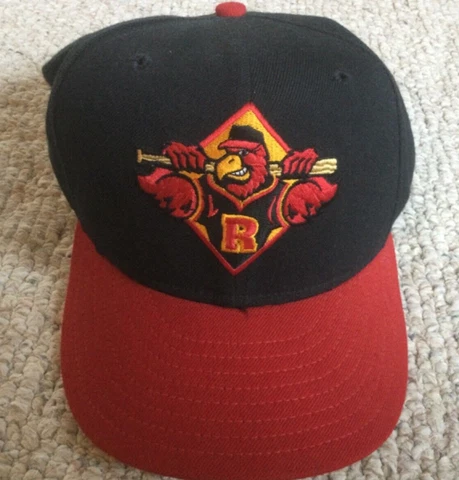 Vintage Rochester Red Wings Hat Fitted 7 3/4 Black AAA New Era Wool Preowned Cover