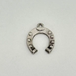 Vintage Sterling Silver Lucky Horseshoe Charm Pendant - Picture 1 of 6