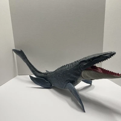 Jurassic World Fallen Kingdom Real Feel 28 英寸 Mosasaurus 恐龙人偶美泰出品 — 第 1/4 张图片
