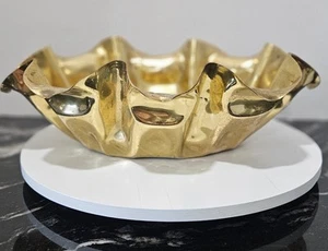 Vtg Hammered Brass  Bowl  Centerpiece Polished  - Picture 1 of 7