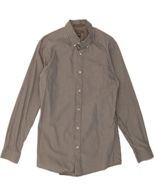 EDDIE BAUER Mens Slim Fit Shirt Medium Grey Pinstripe Cotton DK03 - Image 1 of 3