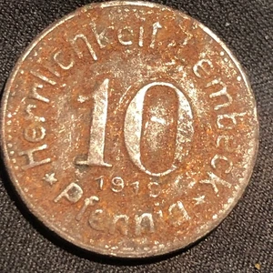 1919 Deutschland Lembeck 10 Pfennig Kriegszeit Eisenmünze - ss (sehr schöne) Erhaltung - Bild 1 von 4