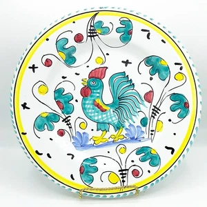 Colorful Rooster Handpainted 11.5" Large Plate Made in Italy - Picture 1 of 4
