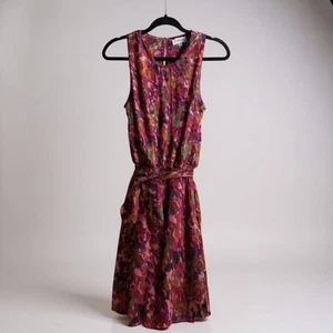 Evereve Floral Print Sleeveless Tie Waist Midi Dress Women's Size M - Picture 1 of 8
