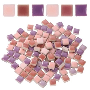 205pcs Square Ceramic Mosaic Tiles, Bulk Stained Mosaic Tiles (200g, Mixed Pink) - Picture 1 of 7