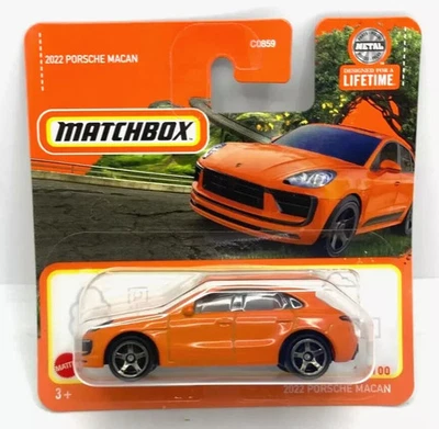 2022 Porsche Macan Orange Matchbox 2024 11/100 1:64 Short Card - Image 1 of 2