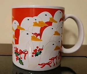 Vintage 1984 Schmid Gordon Fraser Christmas Duck Coffee Cup/Mug 3.5" - Picture 1 of 7