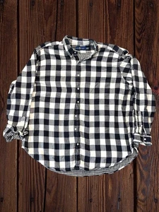 Camisa Ralph Lauren negra blanca a cuadros de franela con botones para hombre talla 3XB - Imagen 1 de 7