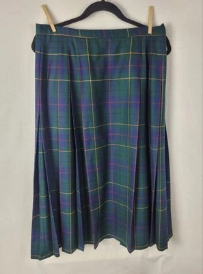 VTG Pendleton Celebration Tartan Green Midi Skirt Pleated Wool SZ 14 Petite USA - Image 1 of 3