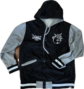 THE HUNDREDS Drawing Line Snap Button Hoodie Huge Spell Out Varsity Jacket 2XL - Picture 1 of 12