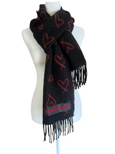 Sciarpa VICTORIA'S SECRET cuore tessuto nero rosso cuori San Valentino accogliente regalo amore - Foto 1 di 9