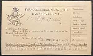 1902-1918c **KNIGHTS OF PYTHIAS** SANBORNVILLE, N. H. UX22 POSTAL CARD+VIGNETTE! - Picture 1 of 12