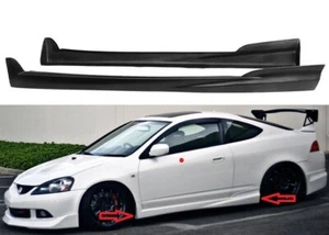 For 02-06 Acura RSX Mugen Style Side Skirt Extension Panel Unpainted PU Black - Picture 1 of 2