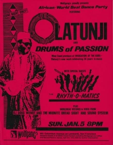 OLATUNJI & DRUMS OF PASSION + THE RHYTH-O-MATICS Wolfgang's January 5th 1986  - Picture 1 of 1