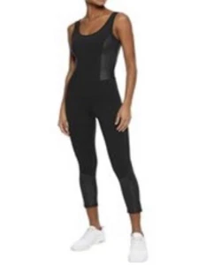 Iris & Ink Black Jumpsuit Salopette Fitted L Catsuit Athleisure NWT - Picture 1 of 10