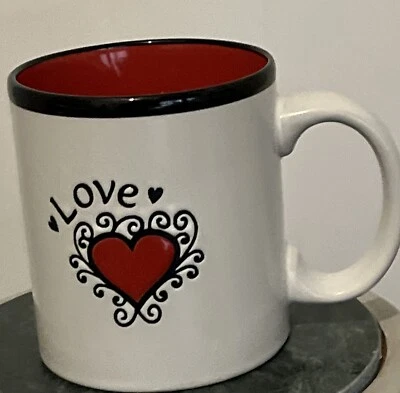 Christian Art Gifts "LOVE"  Embossed heart Coffee Mug Tea Cup Valentine’s - Image 1 of 4