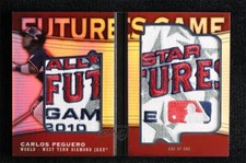 2010 Topps Pro Debut Futures Game Relics Logo Book 1/1 Carlos Peguero Dual Patch