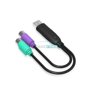 Female to USB Male Dual PS/2 PS2 Cable Adapter Converter For Keyboard Mouse