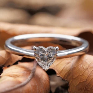 1.50 Ct Heart Cut Diamond Solitaire Engagement Promise Ring 14k White Gold Over - Picture 1 of 8